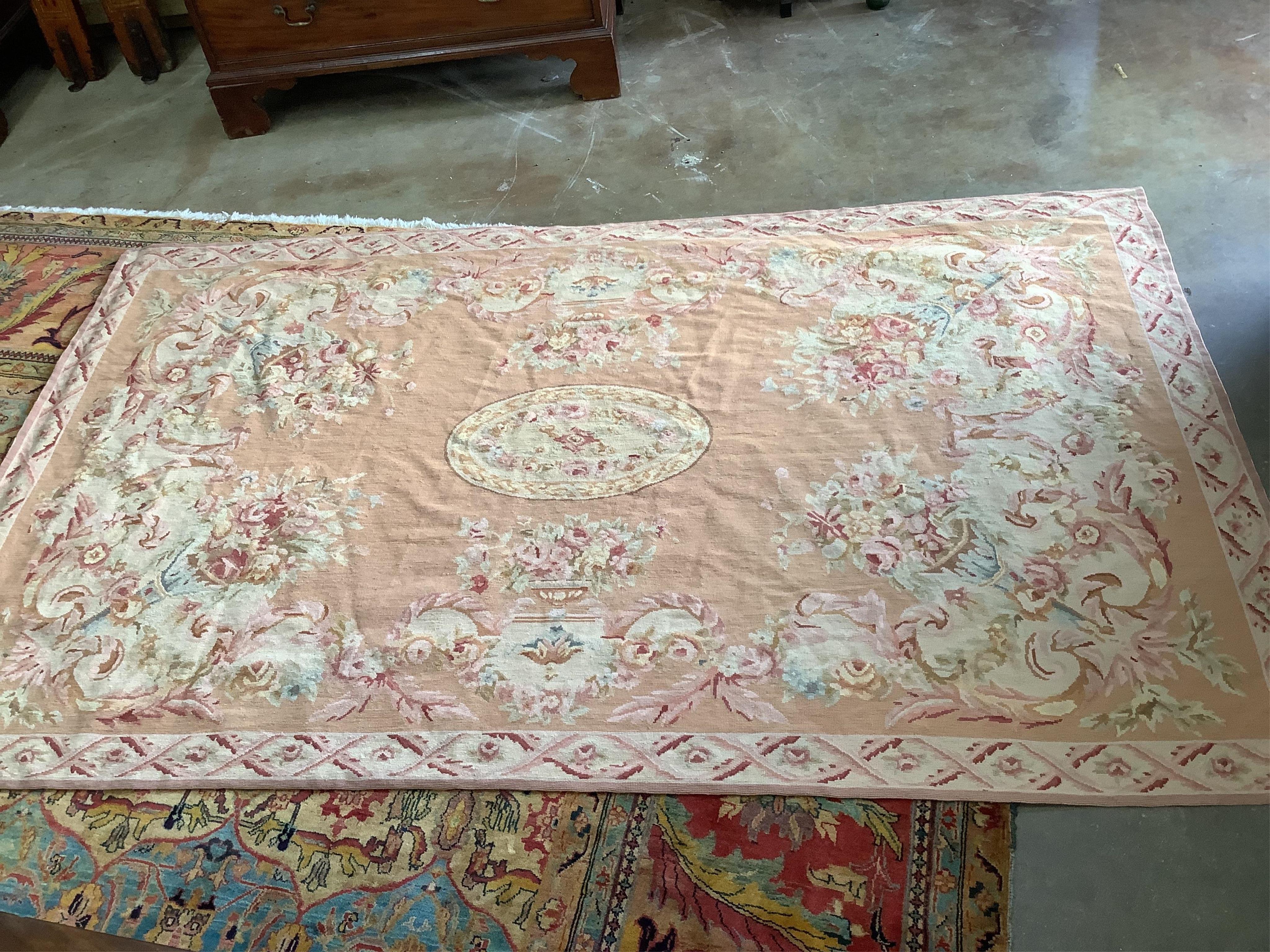 An Aubusson style tapestry rug, approx. 220 x 140cm. Condition - good